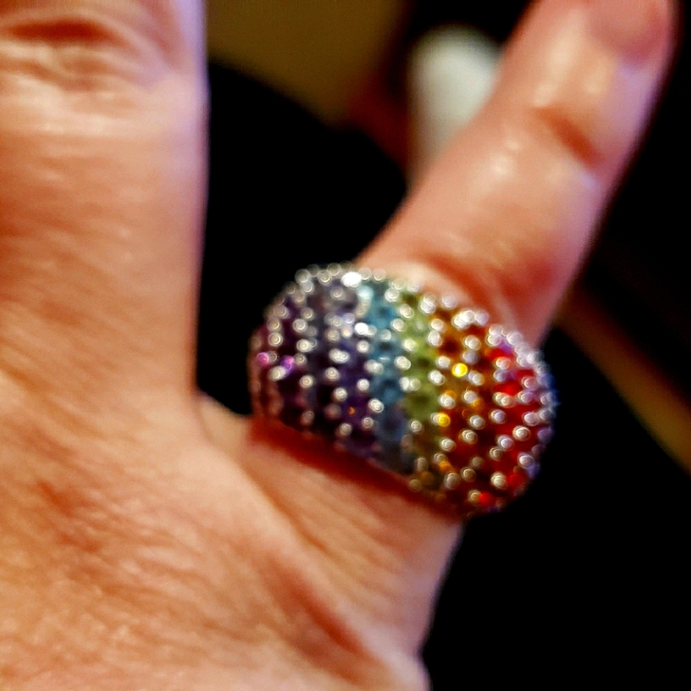 Sterling Silver ring with Genuine Gemstones - Picture 6 of 7